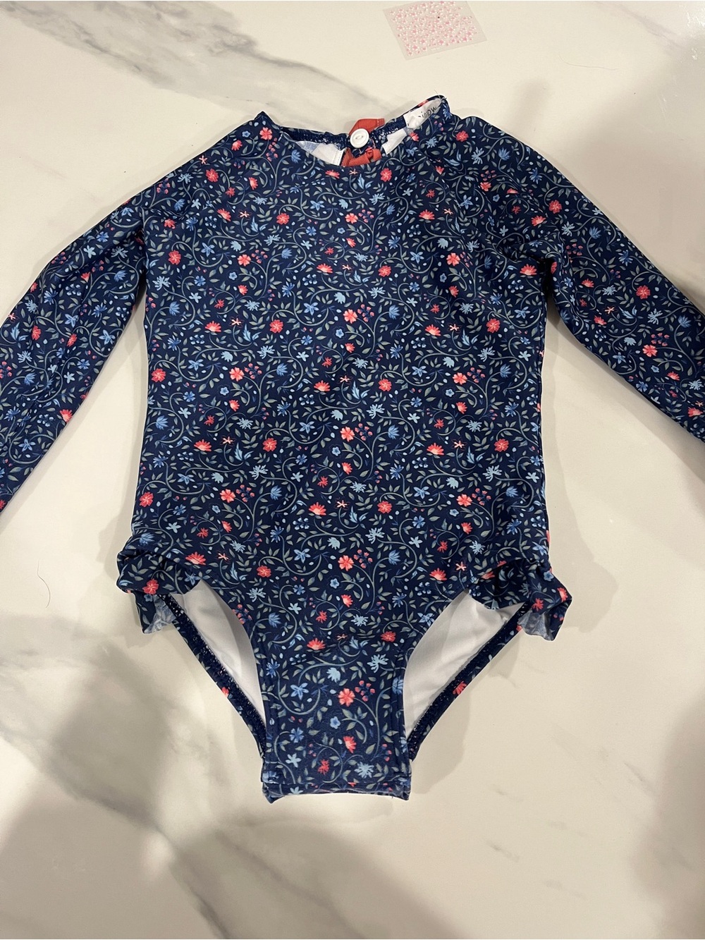 Minnow Swim Toddler Girls Navy Floral Rashguard Size 2T